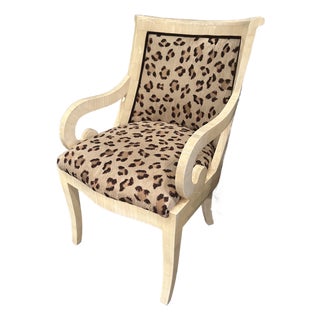 Tessellated Bone Armchair Reupholstered in Cheetah Print Scalamandre Fabric For Sale