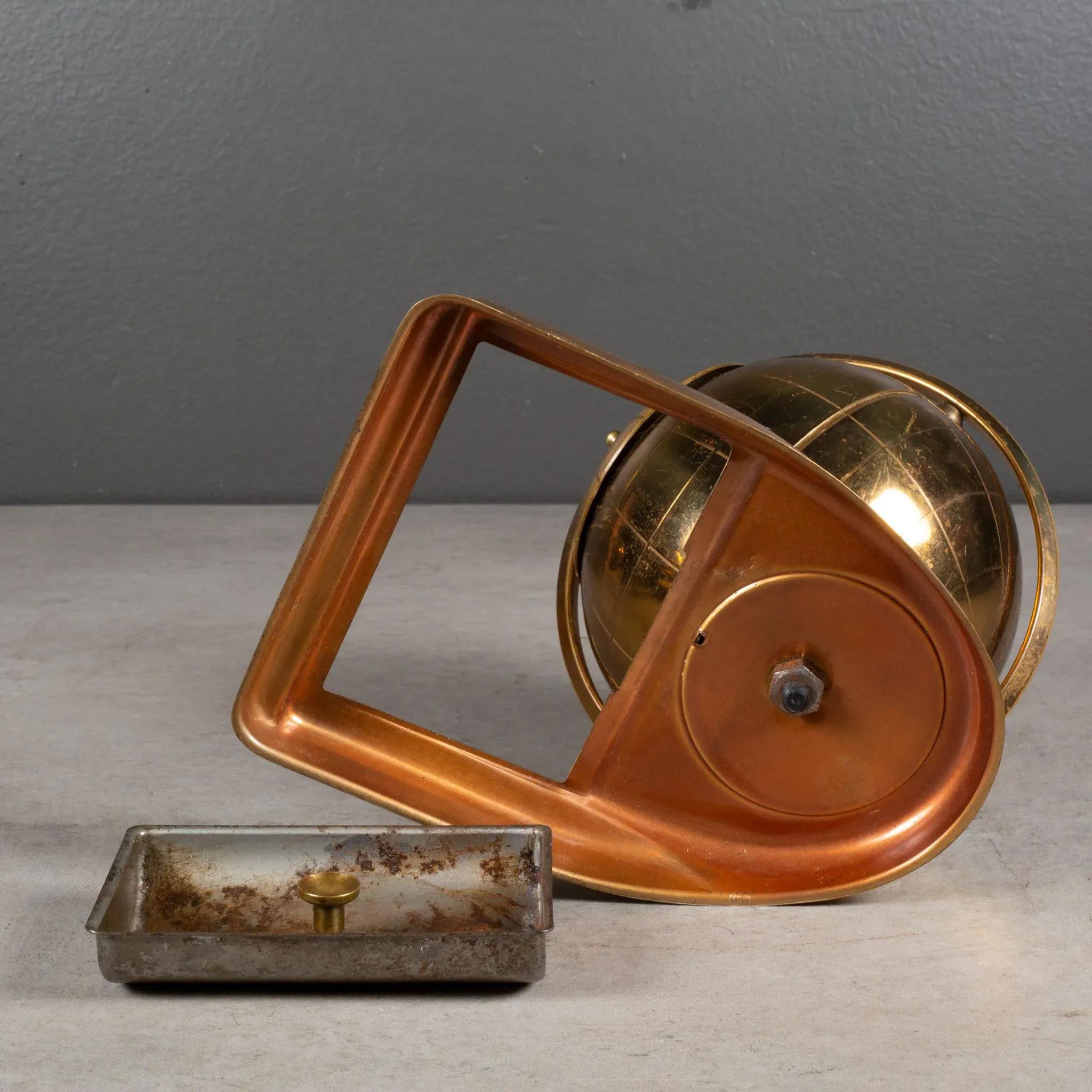 1960 cigarette holder Mid-Century Brass Globe and Ashtray/Coin Dish C.1960 Vintage cigarette holder 1960 Japanese