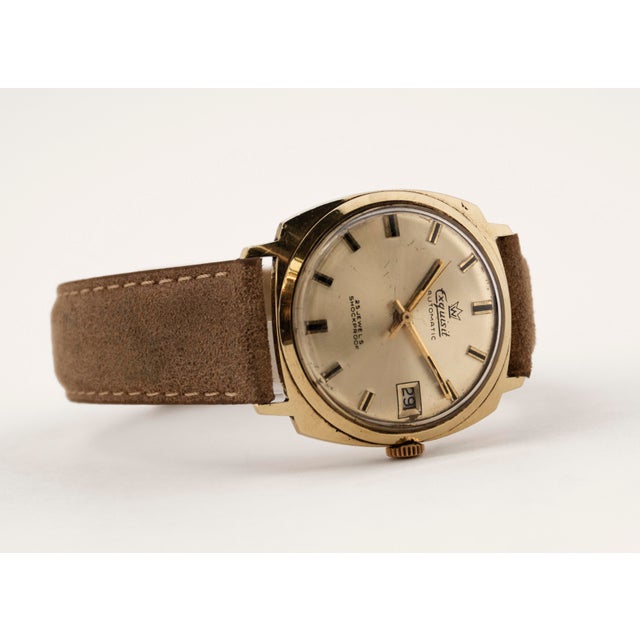 Vintage 14K Gold Automatic Watch by Exquisit, 1970s For Sale - Image 4 of 13