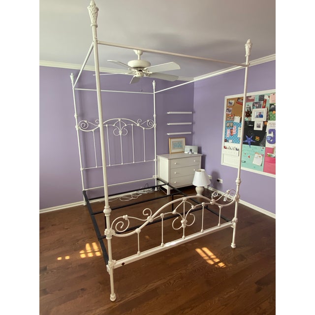 Brass Beds of Virginia White Cast Iron Queen Canopy Bed Chairish
