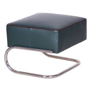 Czech Bauhaus Ottoman in Chrome, Steel and Leather by R Slezák for Slezak Factories, 1930s For Sale