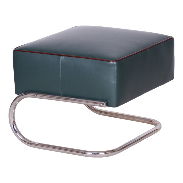Czech Bauhaus Ottoman in Chrome, Steel and Leather by R Slezák for Slezak Factories, 1930s For Sale