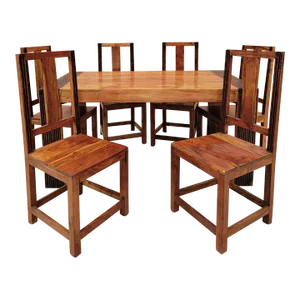 Vintage Rustic Reclaimed Barn-Wood Extending Dining - 9 Piece Set