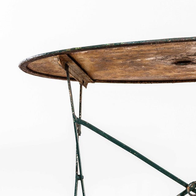 1950s Round Dark Green Metal Folding Dining Table, 1950s For Sale - Image 5 of 8