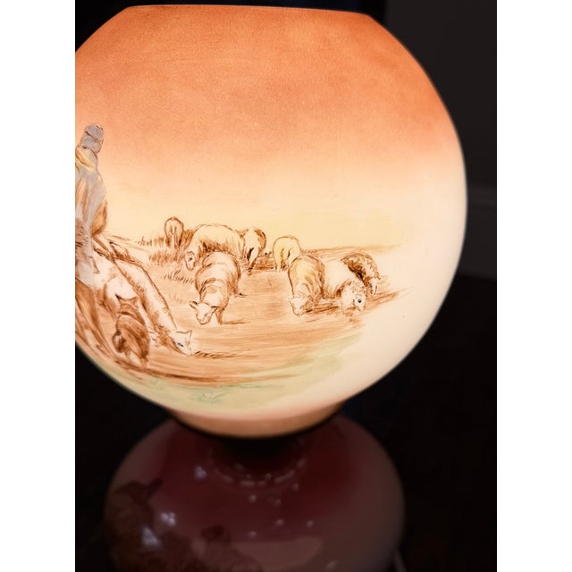 Rare Antique Victorian Gone With the Wind Lamp Matching Hand-Painted Companion Shades For Sale - Image 9 of 15