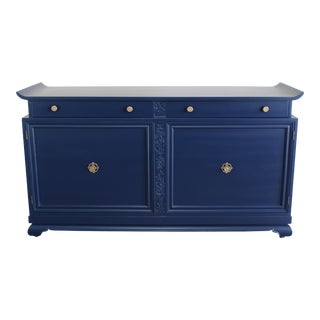 Vintage Asian Style Blue Credenza For Sale