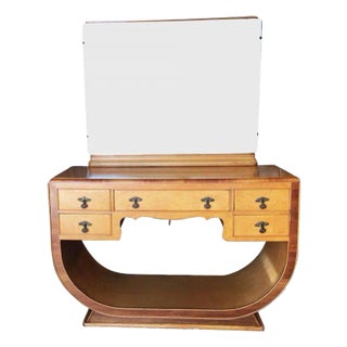1930s French Art Deco Birds Eye Maple Vanity For Sale