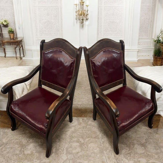 Elevate Your Home With This Stunning Pair of Antique Victorian-Style Parlor Leather Armchairs For Sale - Image 12 of 12