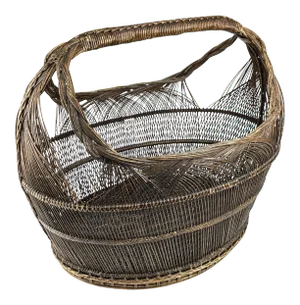 1950s Extra Large Japanese Artisan Hand Woven Basket