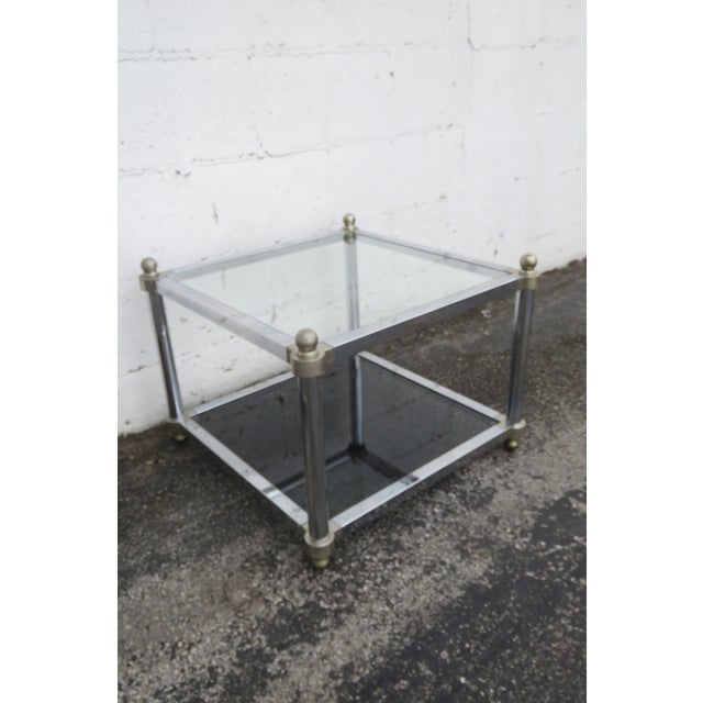 Hollywood Regency Chrome Glass Top Side Tables a Pair 6256 For Sale In Miami - Image 6 of 16