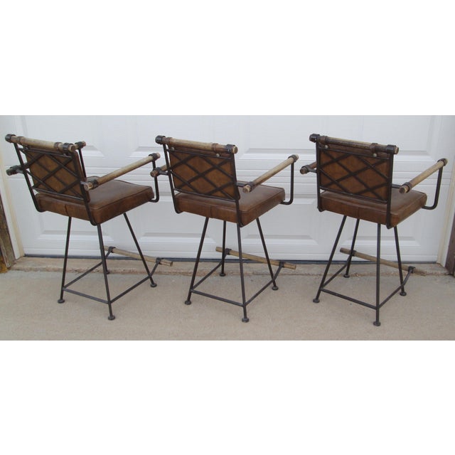 Mid 20th Century Mid 20th Century Cleo Baldon Style Swivel Counter Stools Mid Century Modern - Set of 3 For Sale - Image 5 of 12