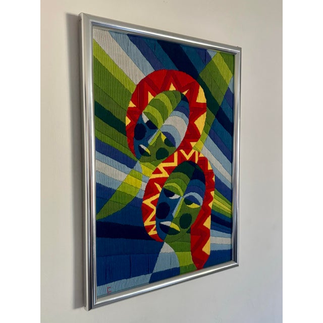 Mid-Century Modern 1960s La Nouvelle Tapisserie Dmc, French Mid Century Modern Needle Point Tapestry For Sale - Image 3 of 6