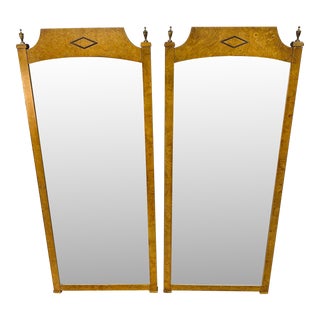 Vintage Italian Style Burled Wood Wall Mirrors - Set of 2 For Sale