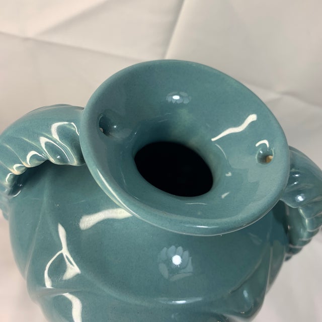 Royal Haeger Royal Haeger Pottery Feather Plume Vase With Dark Teal Glaze For Sale - Image 4 of 6