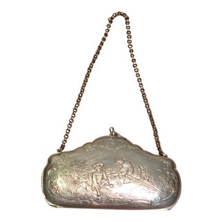 Art Nouveau Silver Scenic Embossed Purse For Sale