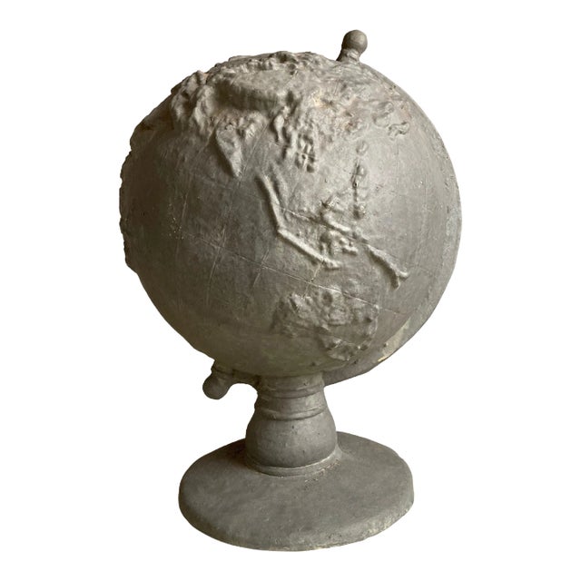 Mid 20th Century Serge Roche Style Plaster Globe of the Earth For Sale