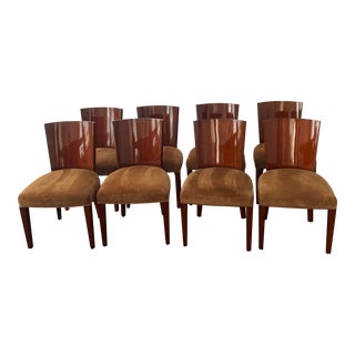 Set of 8 Ralph Lauren Modern Hollywood Walnut Dining Chairs. Willing to Sell Less Than 8 For Sale