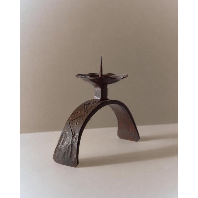 Mid-Century Sculptural Hand-Forged Iron Candleholder, 1960s For Sale - Image 12 of 12
