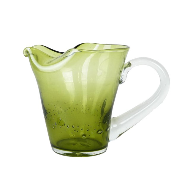 Italian Olive Green Glass Jug, 1960s For Sale - Image 10 of 10