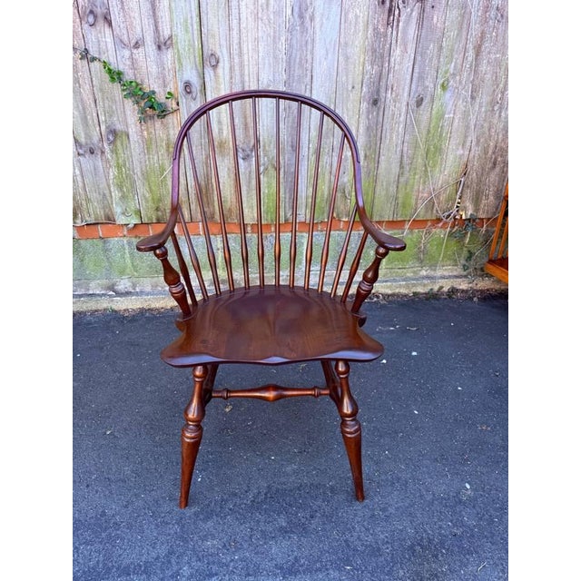 Wood Set of 4 Early American Style Comback Windsor Chairs For Sale - Image 7 of 16