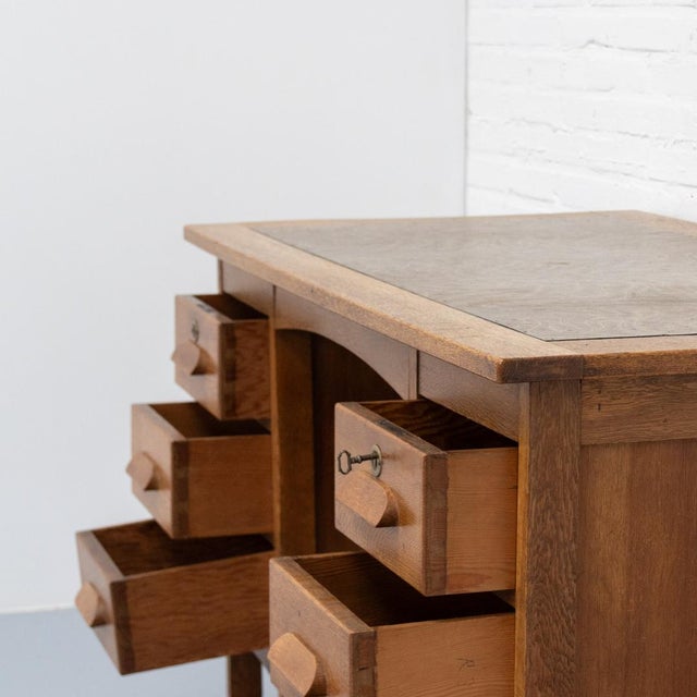 Dutch Arts & Crafts Oak Desk, 1890s For Sale - Image 5 of 15