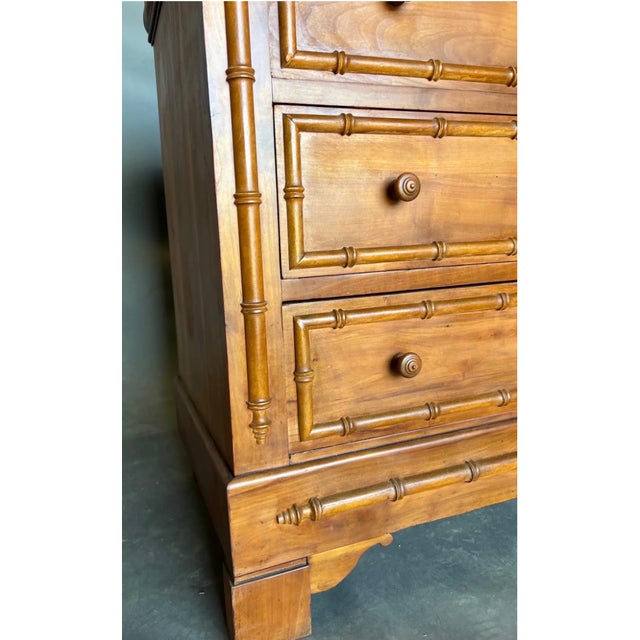 19th Century French Faux Bamboo Chest With Black Marble Top For Sale - Image 4 of 6