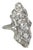 Antique Art Deco Platinum Diamond Filigree Cocktail Ring, Size 5 For Sale