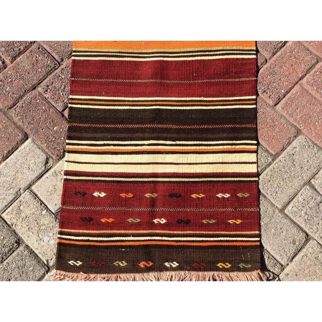 Mid-Century Modern Tribal Kilim Runner - 20.5" X 90" For Sale - Image 3 of 10