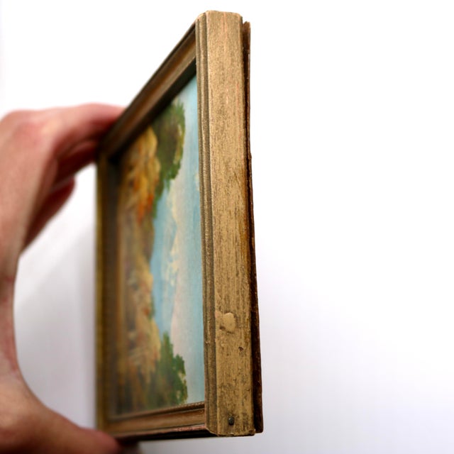 Mid-Century Miniature Rocky Mountain Landscape Oil Painting – Signed Wilson / VVP – Turner Art Gallery Provenance For Sale - Image 10 of 12