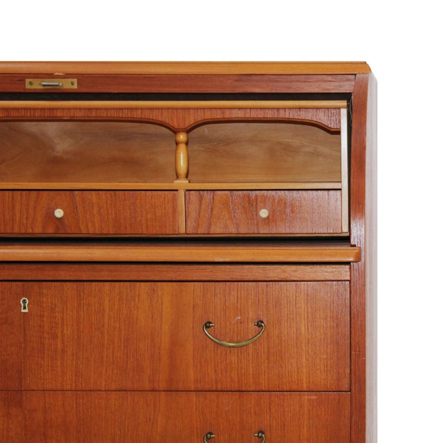 Mid-Century Solid Teak Wood Bureau, Germany, 1950 For Sale - Image 6 of 7