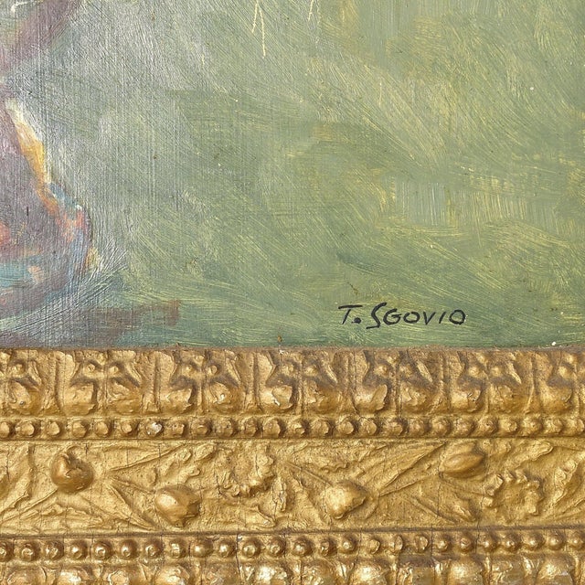 Mid Century Signed Thomas Sgovio Framed Floral Still Life Oil Painting For Sale - Image 4 of 7