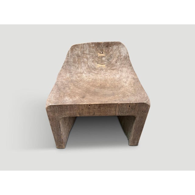 Contemporary Andrianna Shamaris Sculptural Teak Wood Chair or Side Table For Sale - Image 3 of 6