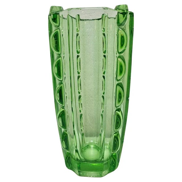 Green Art Deco Green Glass Sculpural Vase, 1960s For Sale - Image 8 of 8