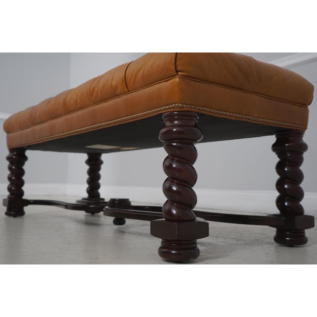 1990s Hancock & Moore Tufted Leather Window Bench For Sale - Image 5 of 14