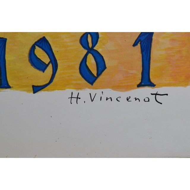 1980s 1981 Henri Vincenot Pommard Saint-Vincent Burgundy Wine Poster, Framed For Sale - Image 5 of 13