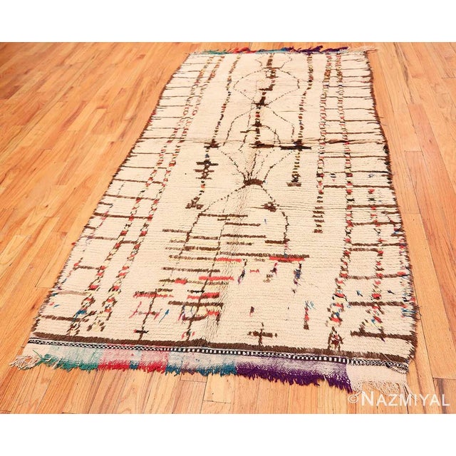 Breathtaking Ivory Background Vintage Moroccan Rug, Country of Origin / Rug Type: Morocco, Circa Date: Mid – 20th Century