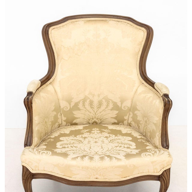 White Louis XV Style Carved Wood Bergeres, Pair For Sale - Image 8 of 8