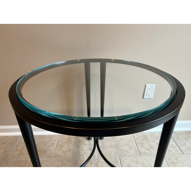 Baker Classico End Table, Blackened Bronze, Thick Glass Top, Baa3451 For Sale - Image 13 of 16
