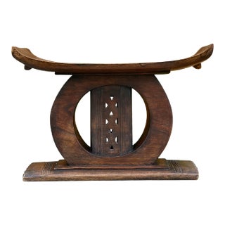 Mid 20th Century Vintage Hand-Carved Ashanti Stool For Sale