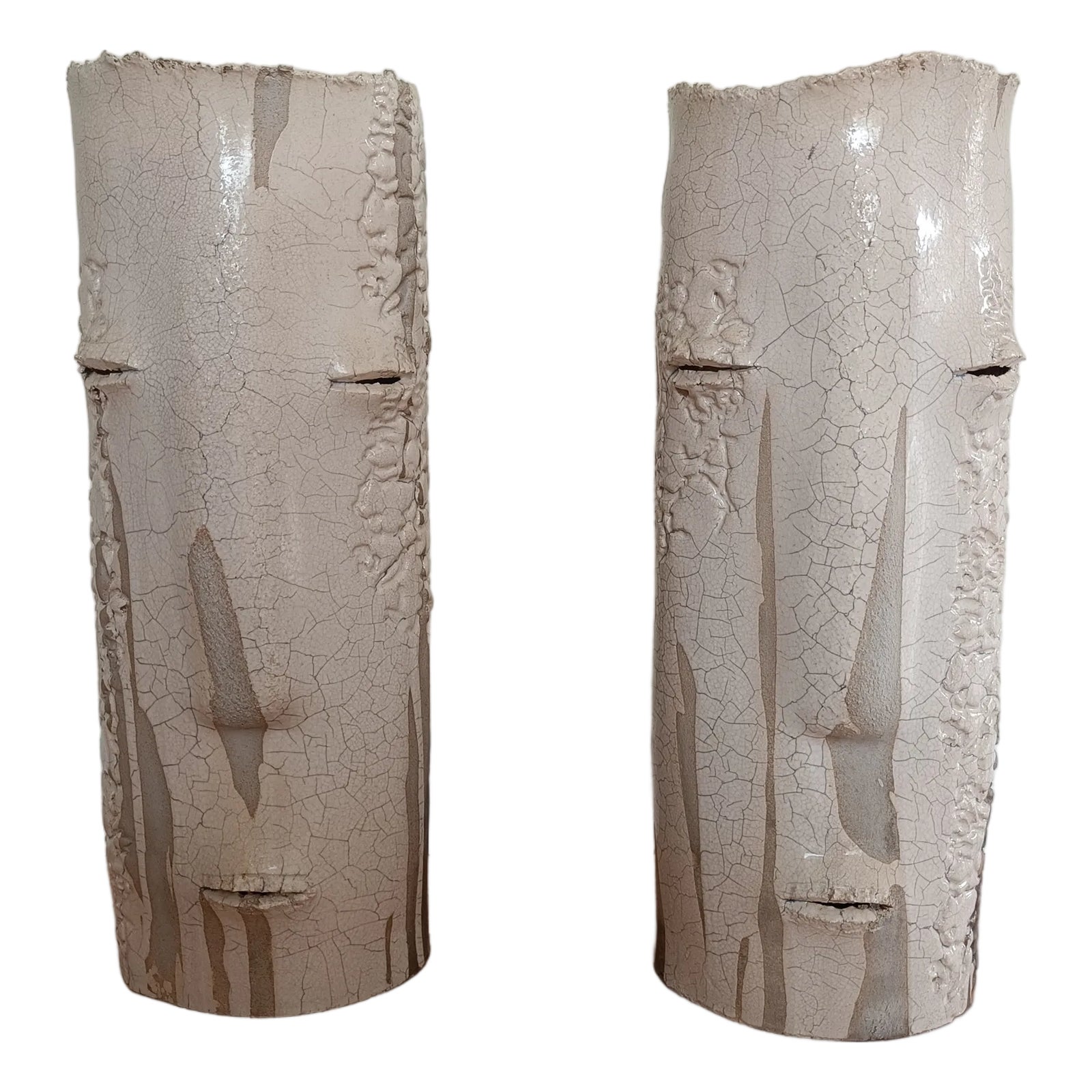 Colja De Roo, Masks Sculptures, 1990s, Ceramic, Set of 2 | Chairish