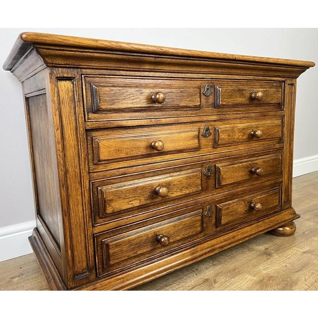 Vintage French Oak Chest of 4 Drawers For Sale - Image 4 of 13