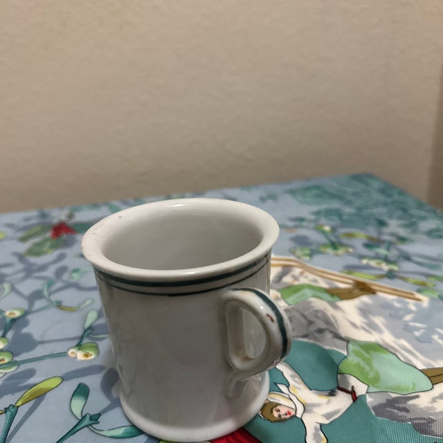 Vintage Tom & Jerry Holiday Punch Cup Mug White Porcelain Black Gothic Font Gilt Trim For Sale - Image 4 of 5