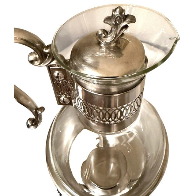 Vintage Fb Rogers Silverplate Glass Coffee Carafe Warmer Stand For Sale In Dallas - Image 6 of 9