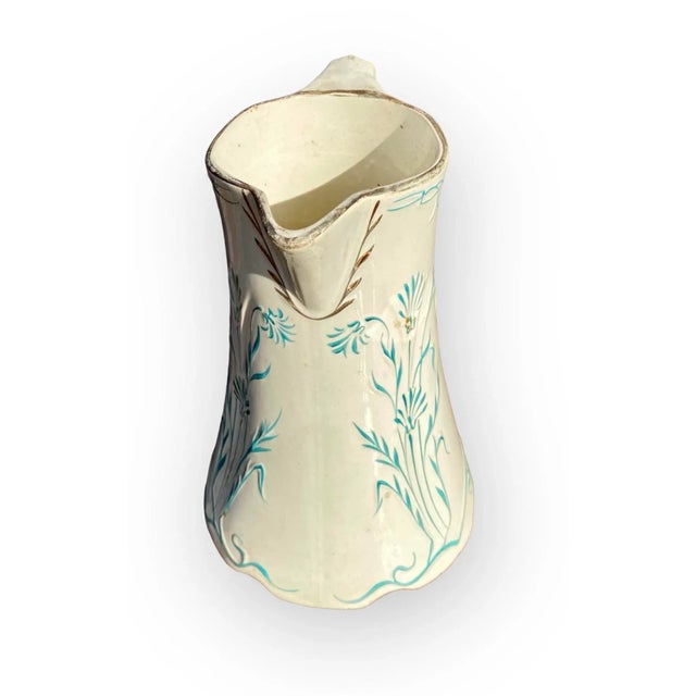 Antique French Art Nouveau Majolica Pitcher by Saint Amand Et Hamage Nord For Sale - Image 4 of 9