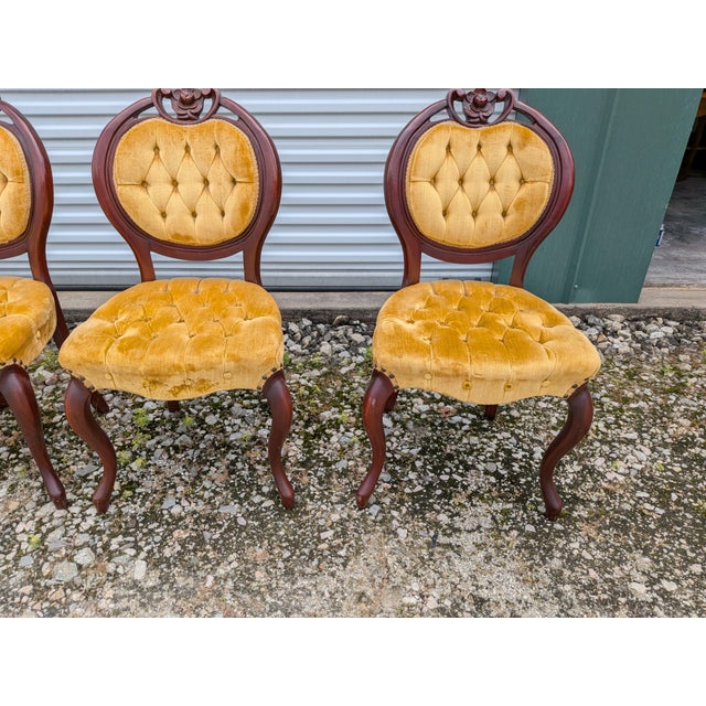Four Kimball Mid-century vintage balloon back chairs in good condtion. Their "Victorian by Kimball" line replicated 19th...