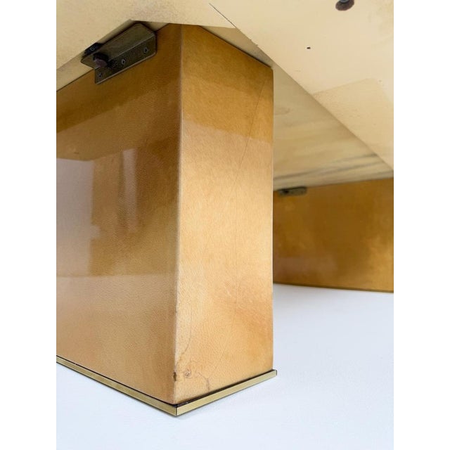 Mid-Century Italian Goatskin and Brass Coffee Table, 1970s For Sale - Image 18 of 18