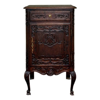 Antique French Louis XV Nightstand Cabinet Storage Drawer Oak 1 of 2 C. 1920s For Sale