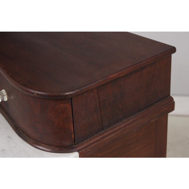 Antique Empire Burl Walnut Marble Top Dresser W. Mirror For Sale - Image 12 of 18