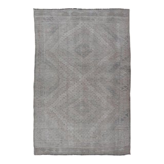 Vintage Hand Woven Turkish Embroidered Rug With Geometric Diamond Design For Sale