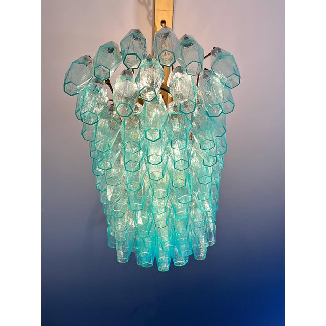 Turquoise Murano Glass Poliedri Chandelier by Carlo Scarpa, 1990s For Sale - Image 13 of 18